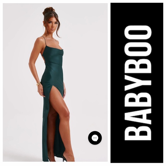 NWT BABYBOO MISHA MAXI DRESS - EMERALD Sz: M - Picture 2 of 15